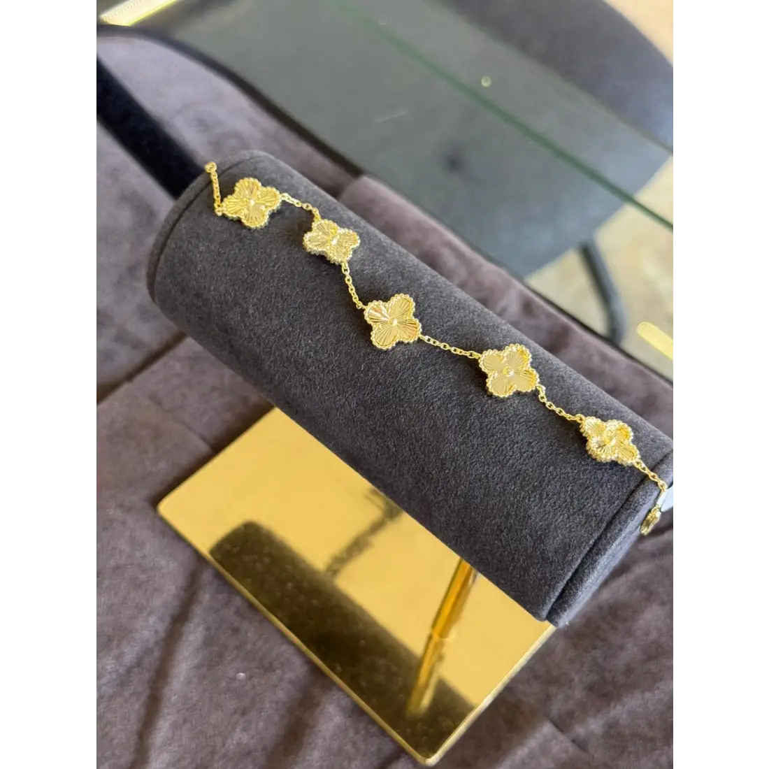 Beş Yonca Altın Kaplama Gümüş Bileklik