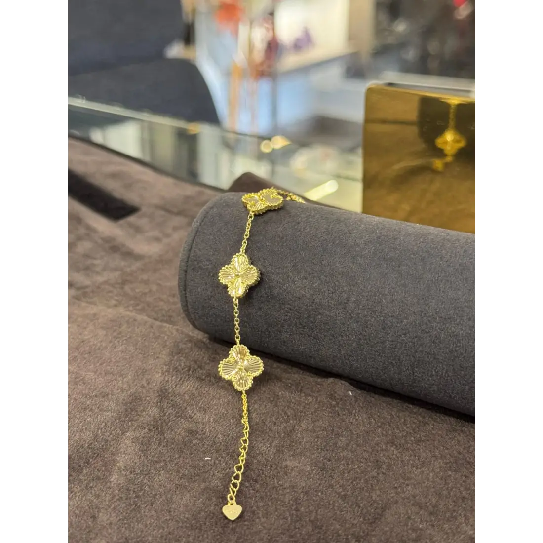 Beş Yonca Altın Kaplama Gümüş Bileklik