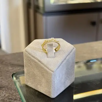 İncili  ve Taşlı Altın Kaplama Yüzük