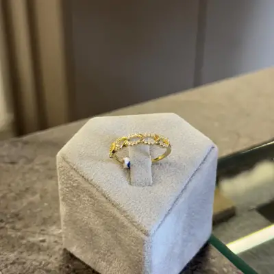 Taşlı Örme Altın Kaplama Yüzük