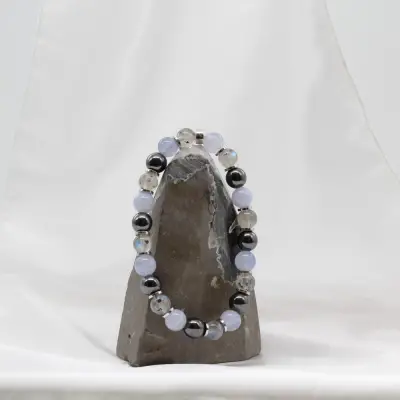 Kalsedon, Labradorit, Hematit Bileklik