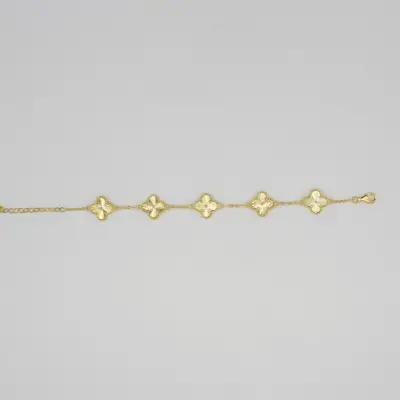 Çiçekli Çoklu Sarı Gümüş Bileklik