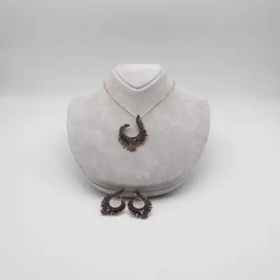 Mavi Taşlı Rose Gümüş Kolye