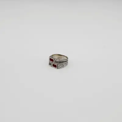 Akik Taşlı Desenli Erkek Yüzüğü