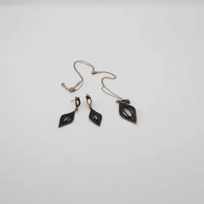 Kolye, Küpe Gümüş Set (rose)