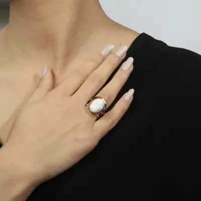 Doğal Taş Havlit Gümüş Tasarım Yüzük