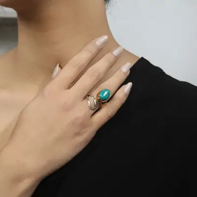 Firuze Taşlı El Yapımı Yüzük