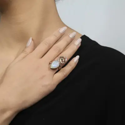 Ay Taşlı El Yapımı Yüzük