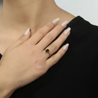 Dumanlı Kuvars Taşlı Çıtır Yüzük