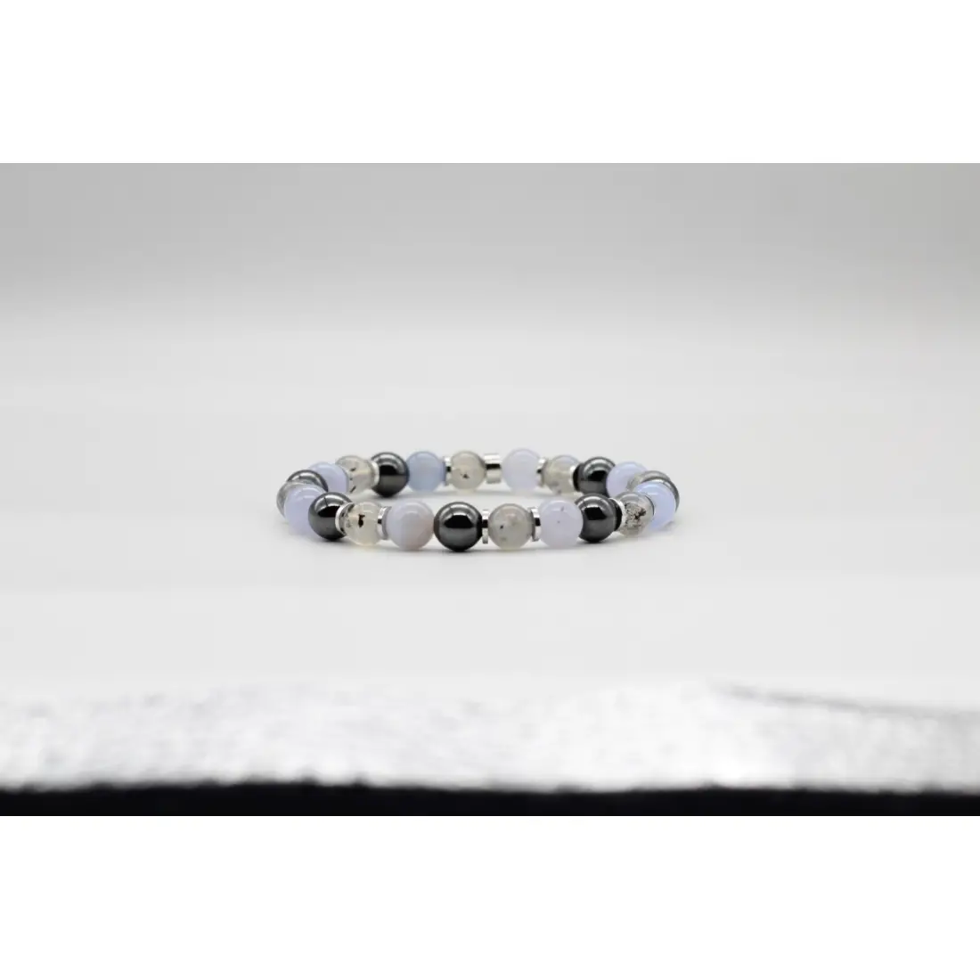 Kalsedon Rutilli Kuvars Hematit Doğal Taş Bileklik