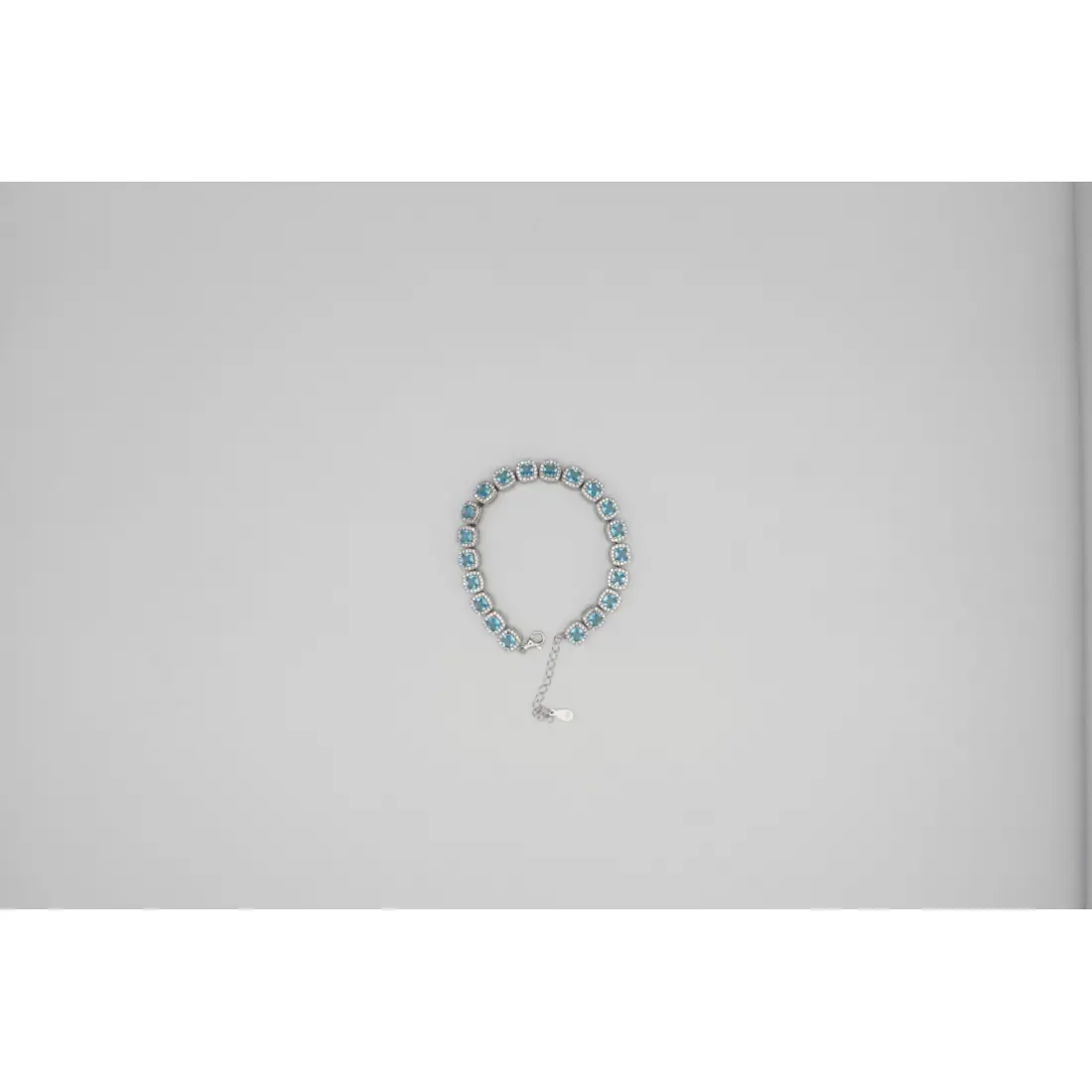 Mavi Kare Taşlı Taşlı Gümüş Bileklik