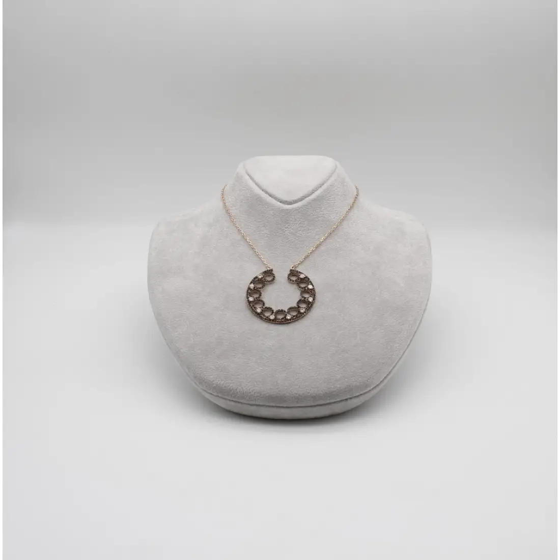 Çoklu Halka Uçlu Rose Kolye