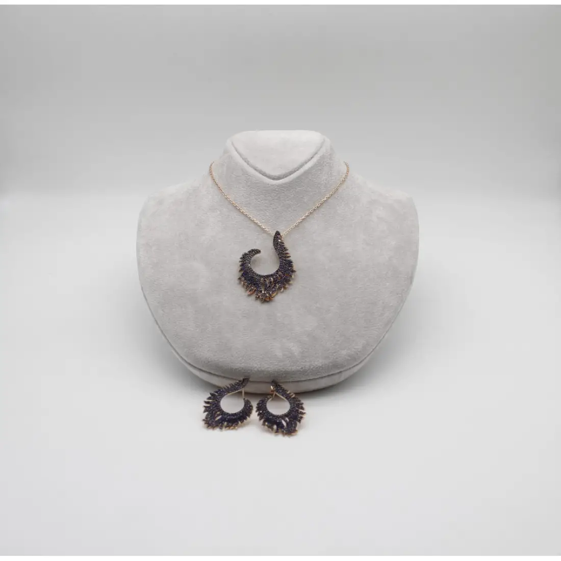 Mavi Taşlı Rose Gümüş Kolye