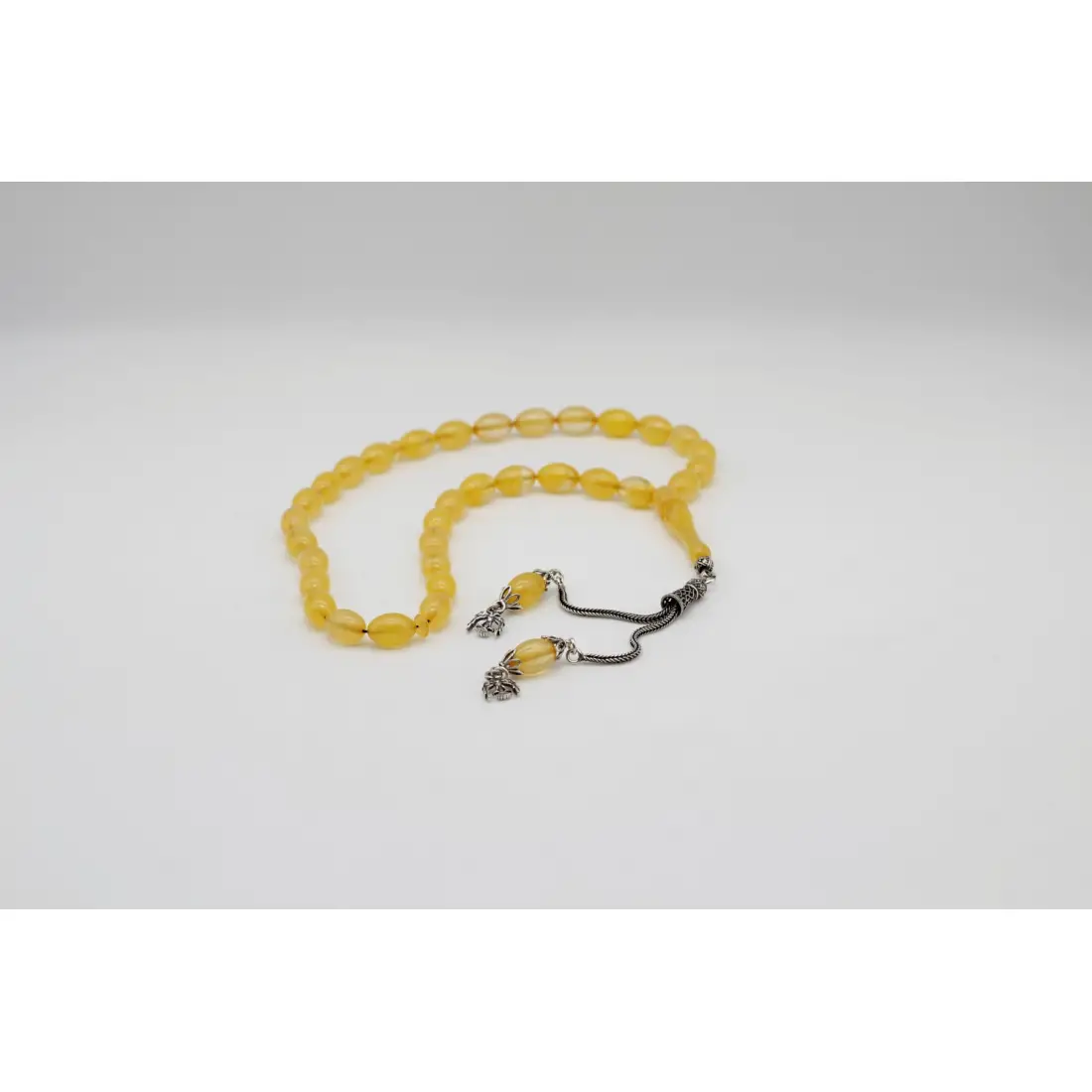 Sıkma Kehribar Gümüş İmameli Tesbih