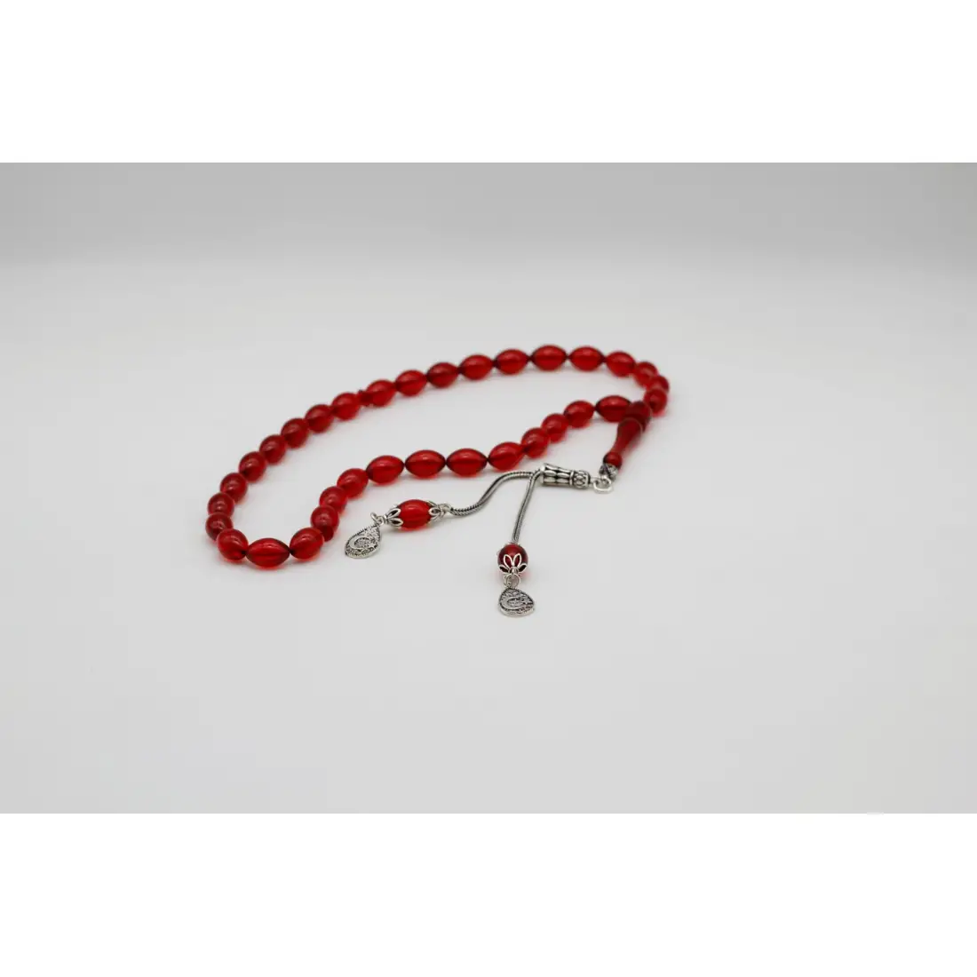 Sıkma Kehribar Gümüş İmameli Tesbih