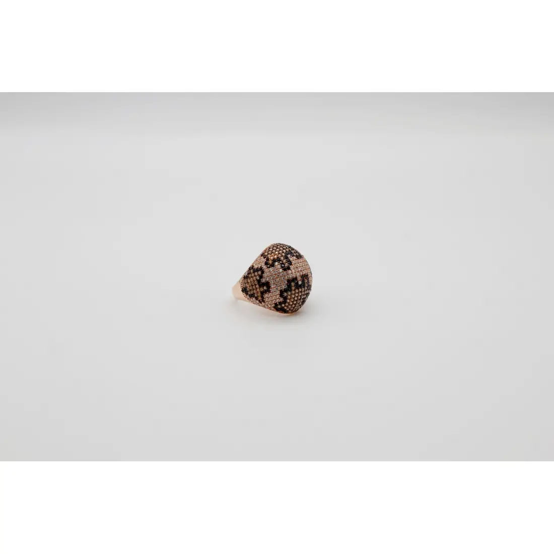 Rose Gümüş Sıvama Taş Desenli Yüzük