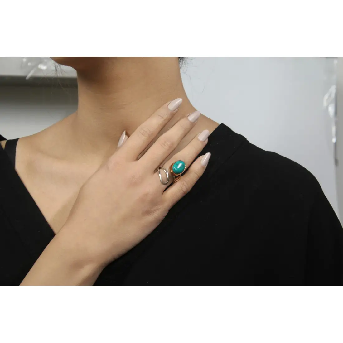 Firuze Taşlı El Yapımı Yüzük