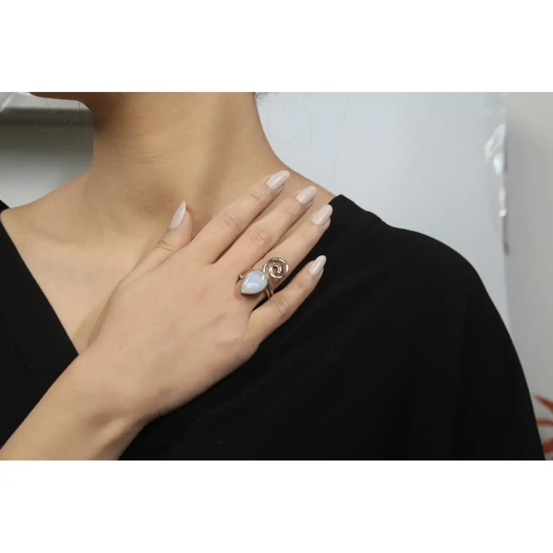 Ay Taşlı El Yapımı Yüzük