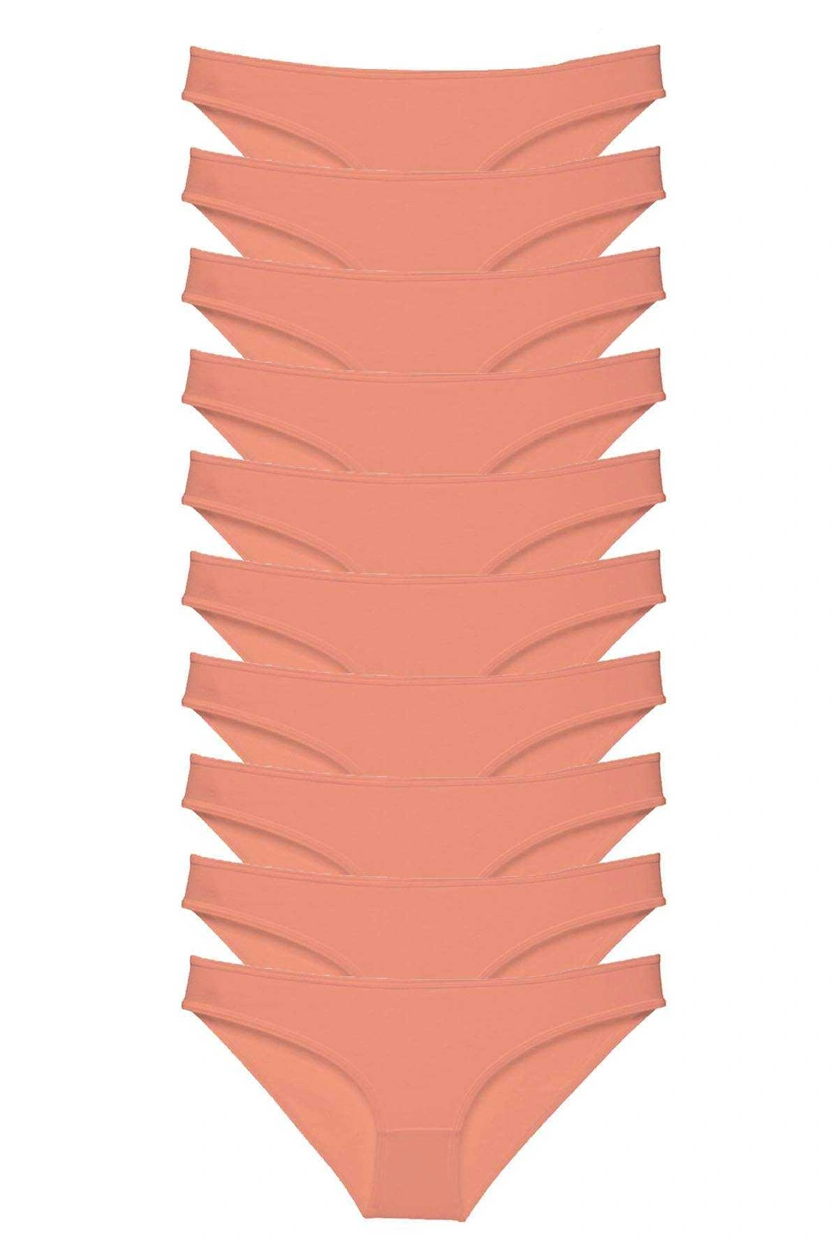 10 Adet Süper Eko Set Likralı Kadın Slip Külot Pudra