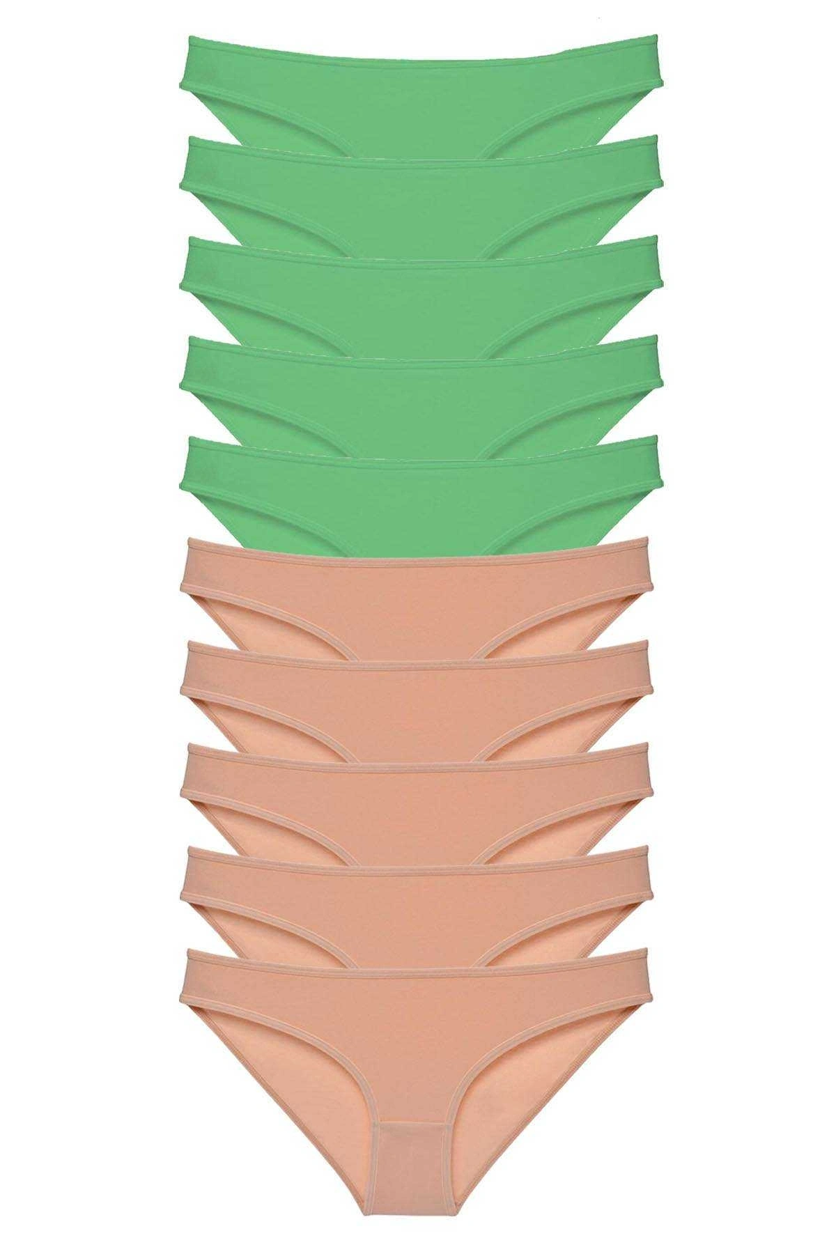 10 Adet Süper Eko Set Likralı Kadın Slip Külot Yeşil Ten