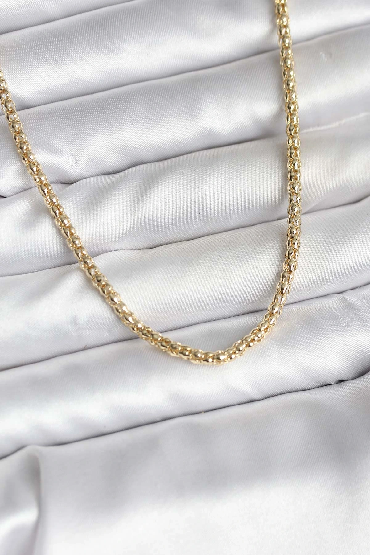 14K Gold Renk Kaplama Boru Zincir Model CM Kadın Kolye