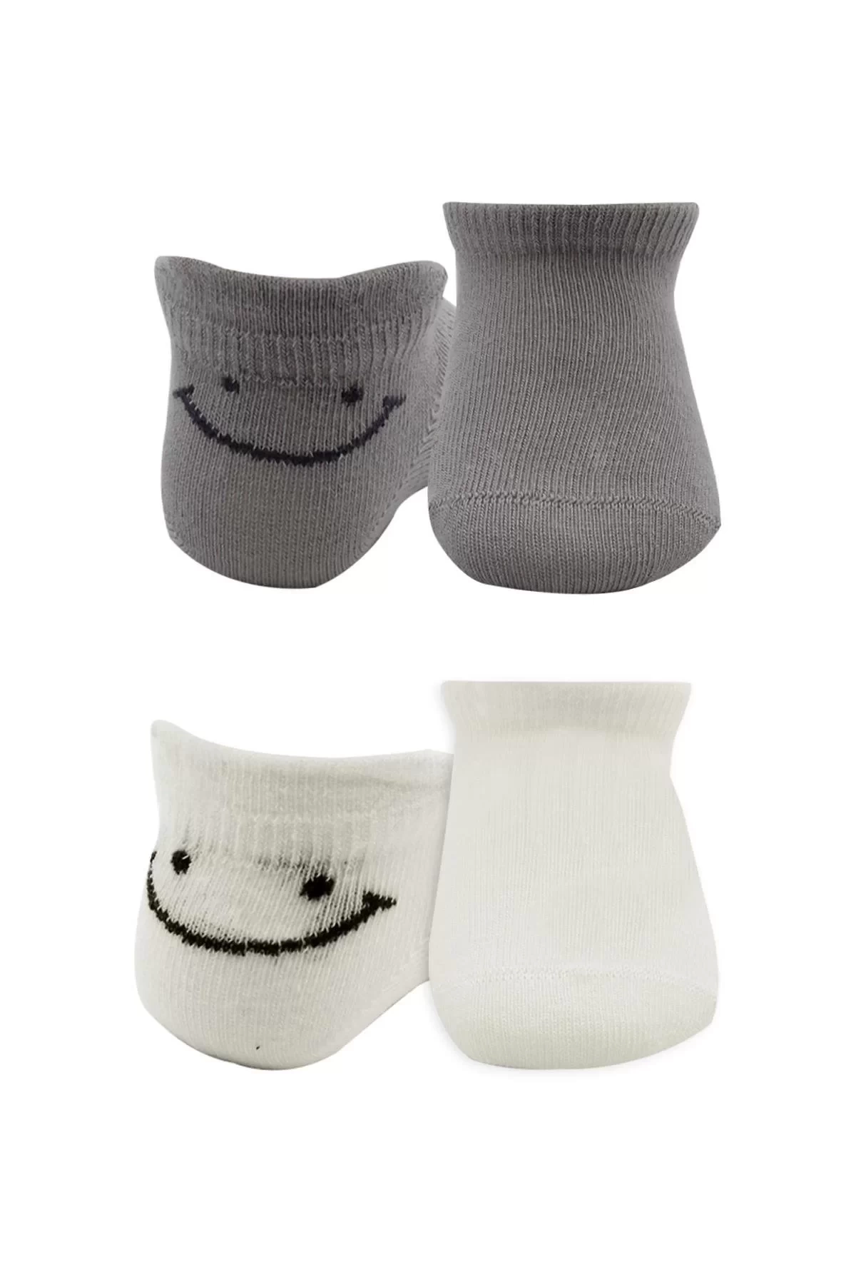 2li Sneakers Smile Penye Çorap Bs20106 Gri Ekru