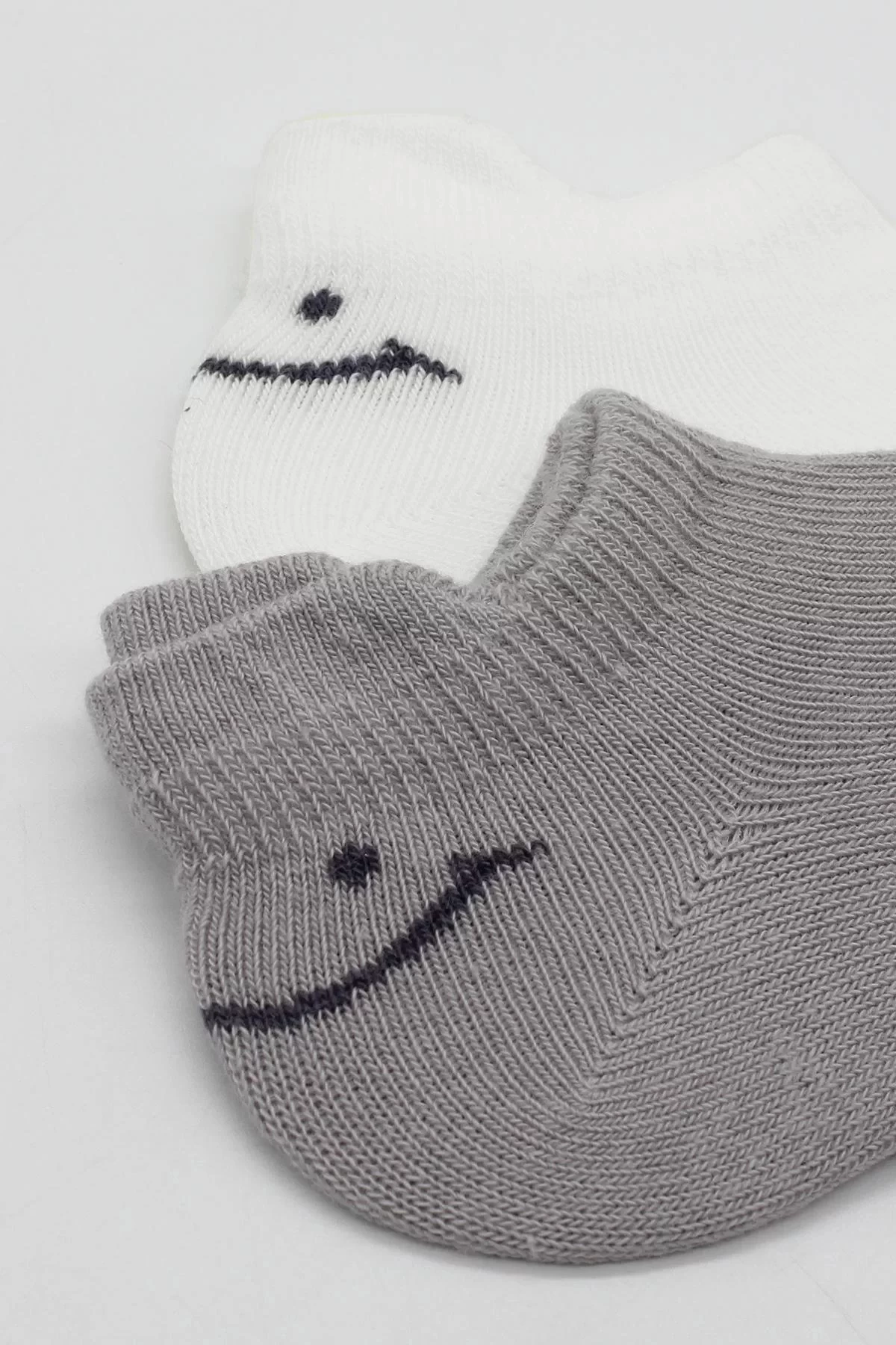2li Sneakers Smile Penye Çorap Bs20106 Gri Ekru