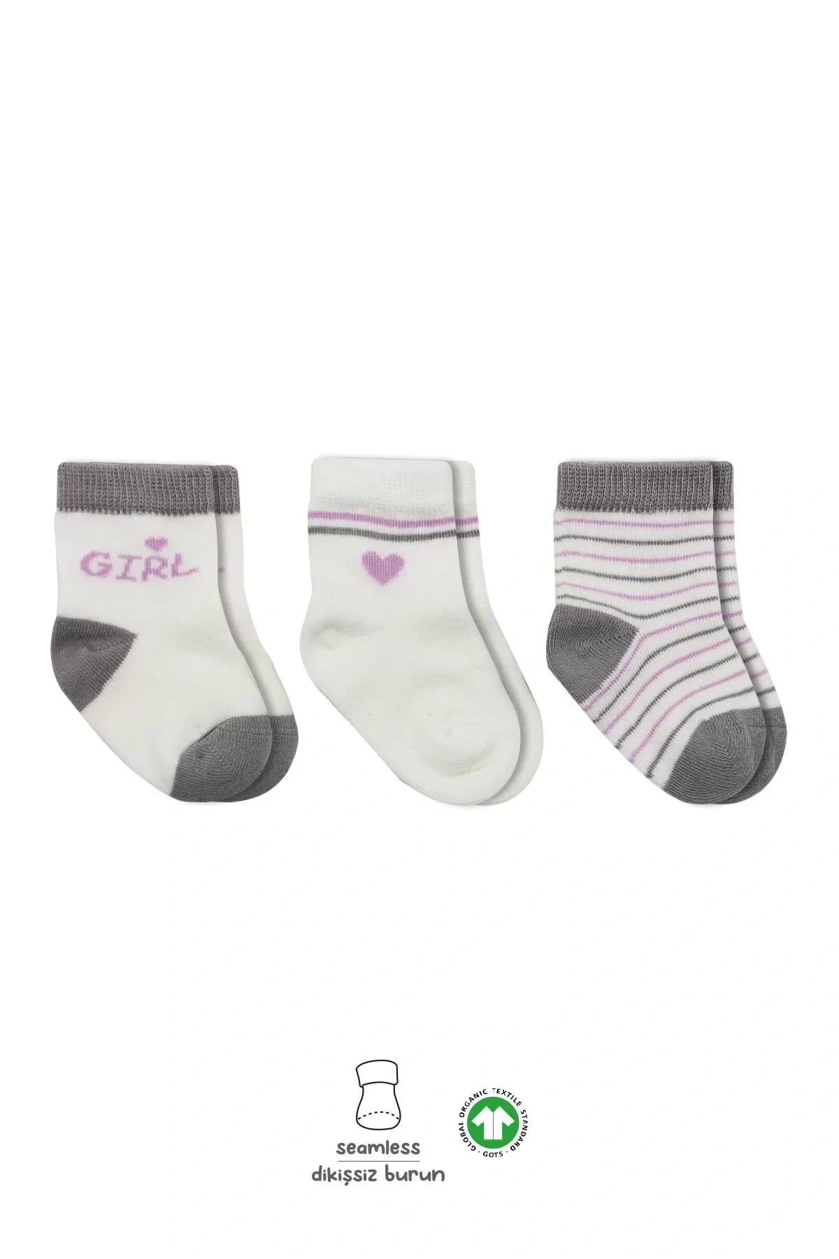 3lü Penye Boy And Girl Soket Çorap Bs10114 Gri
