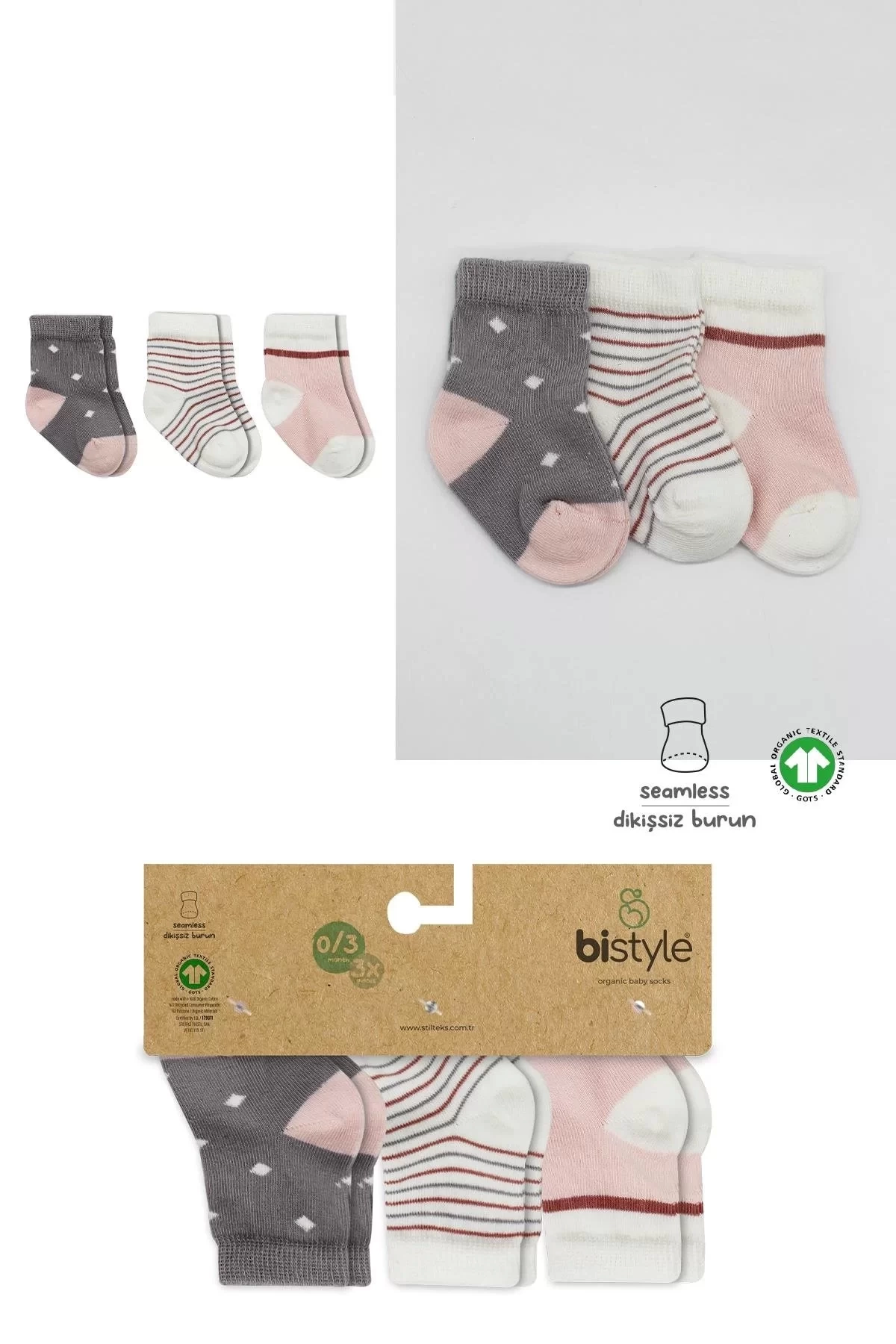 3lü Penye Kız Soket Çorap Bs10112 Gri