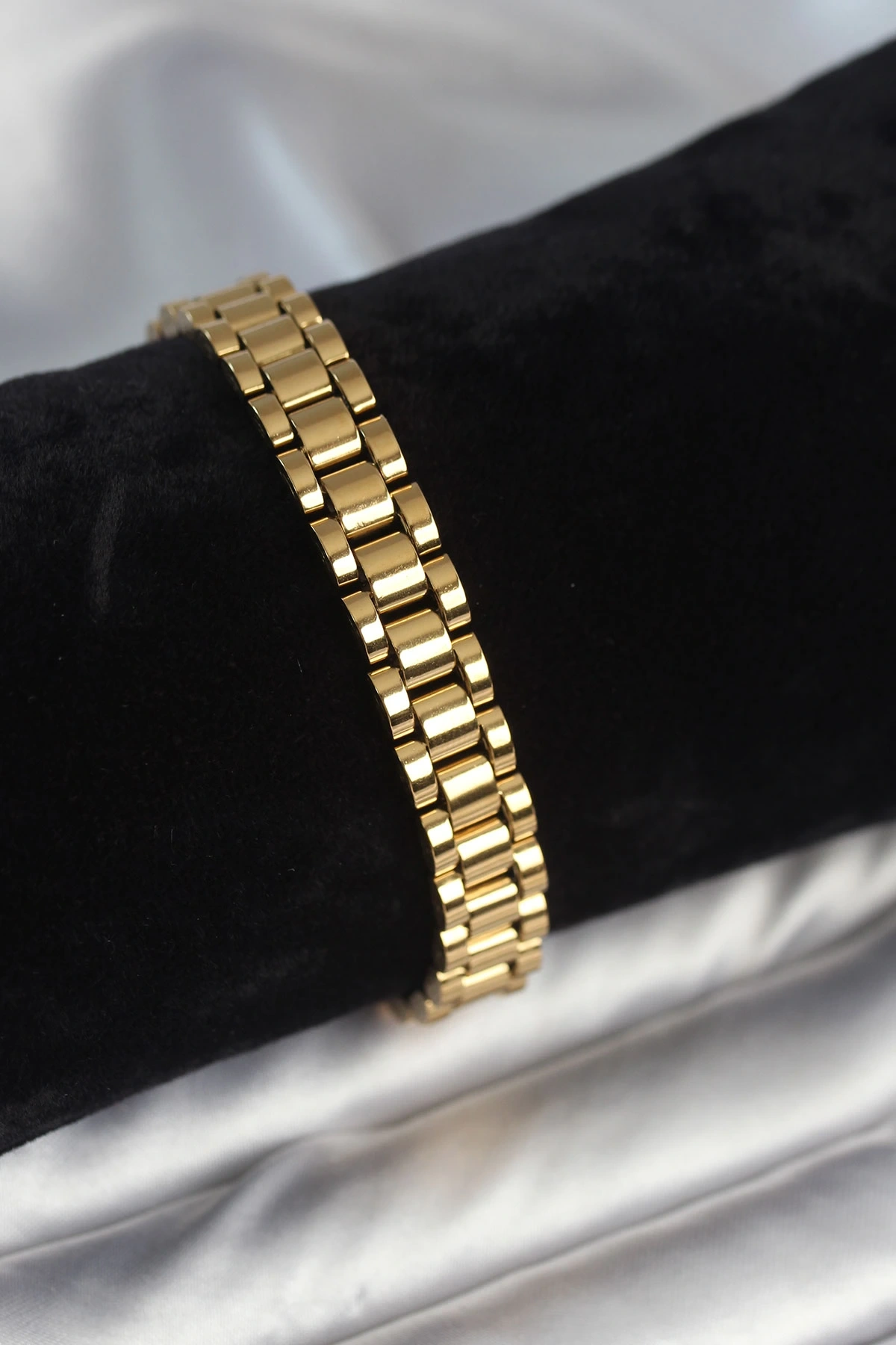 316L Çelik Gold Renk 9 mm Kalınlık Erkek Bileklik