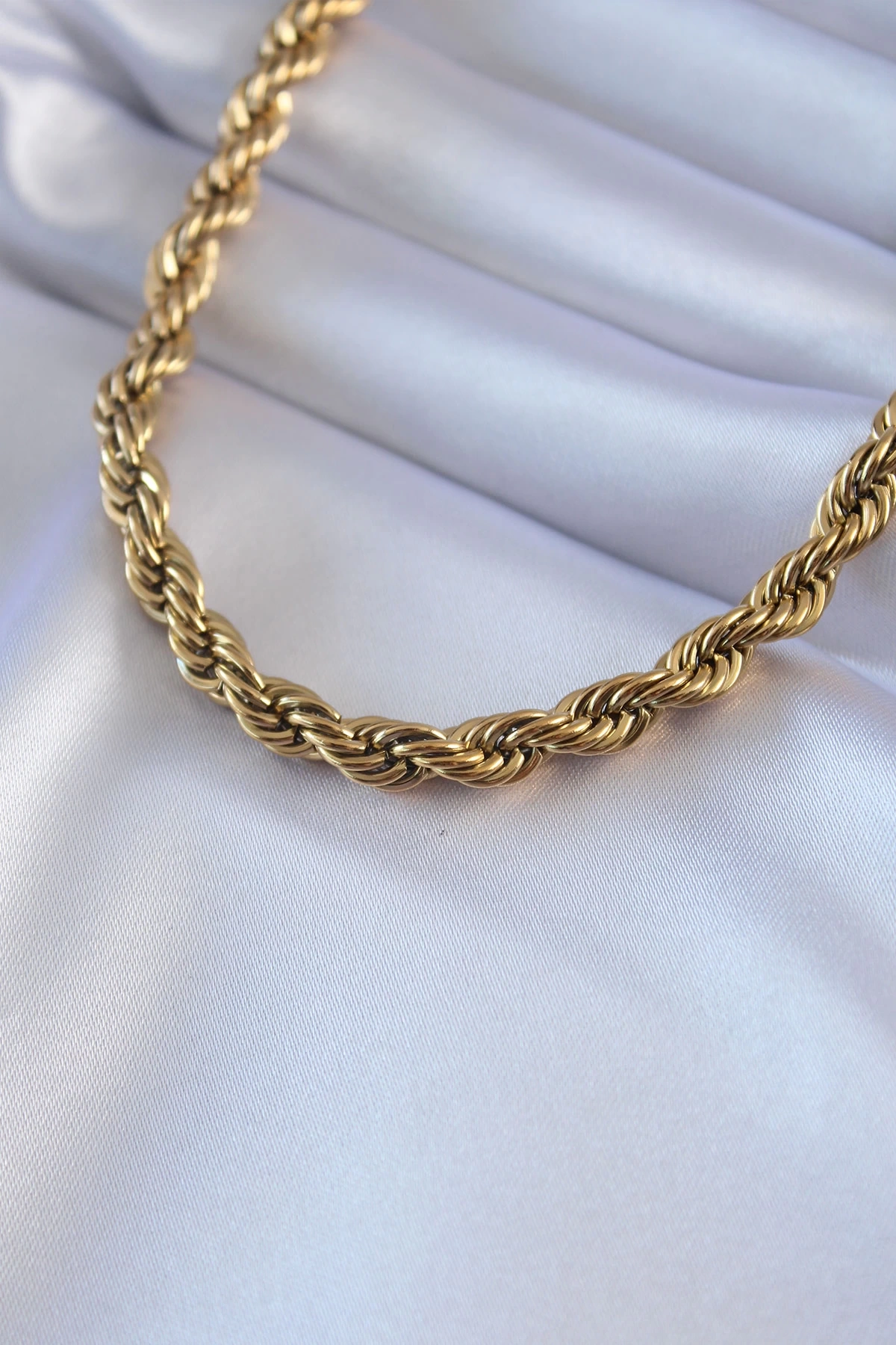 316L Çelik Gold Renk Burgu Model 45 cm Kadın Kolye