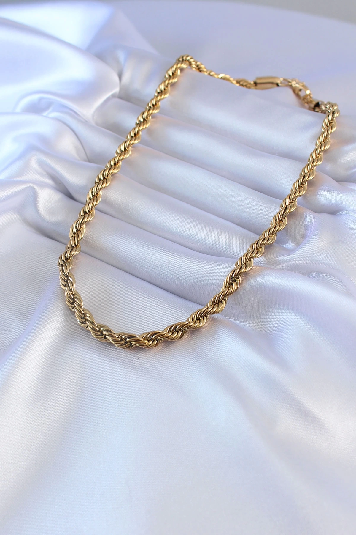 316L Çelik Gold Renk Burgu Model 45 cm Kadın Kolye