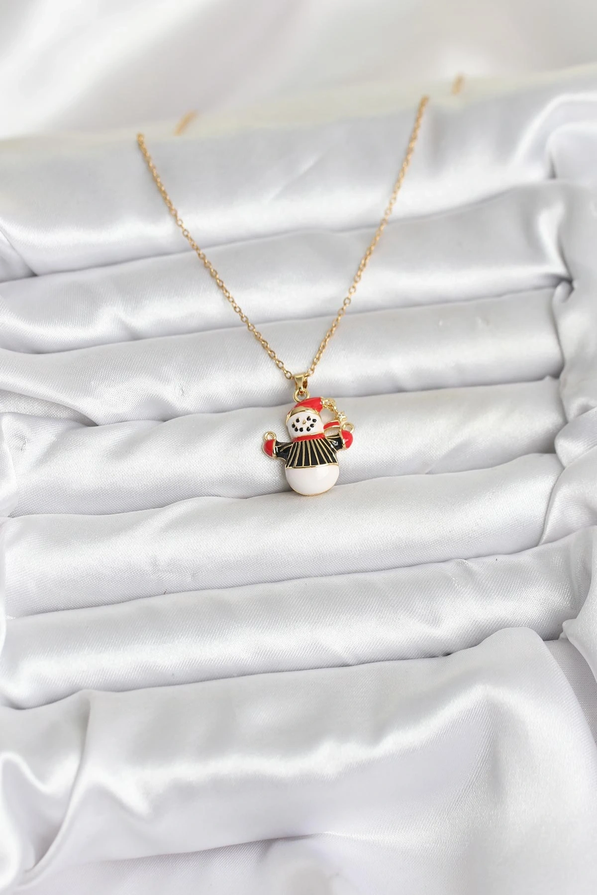 316L Çelik Zincir Gold Renk Kardan Adam Figürlü Yılbaşı Temalı Kadın Kolye