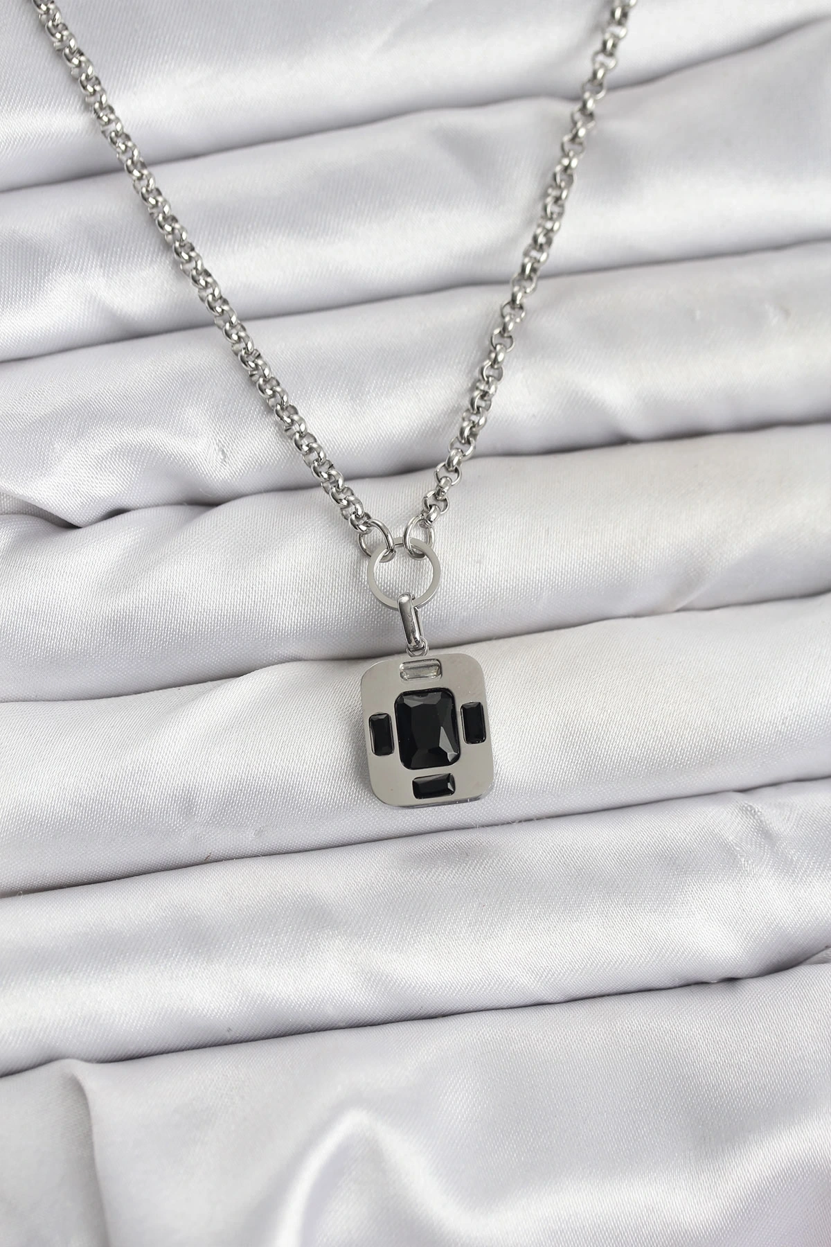 316L Çelik Zincir Gümüş Renk Vintage Model Kadın Kolye