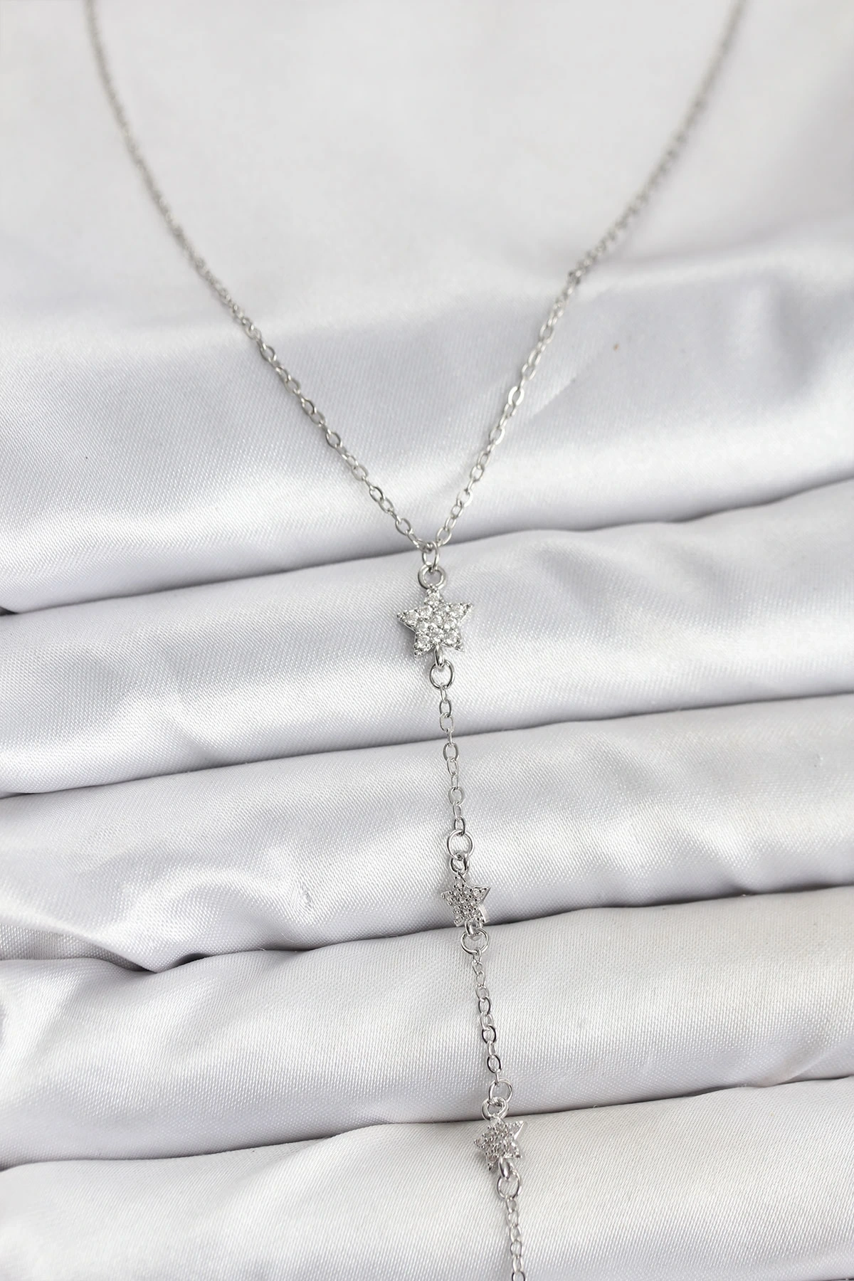 316L Çelik Zincir Gümüş Renkli Yıldız Model Kadın Y Kolye