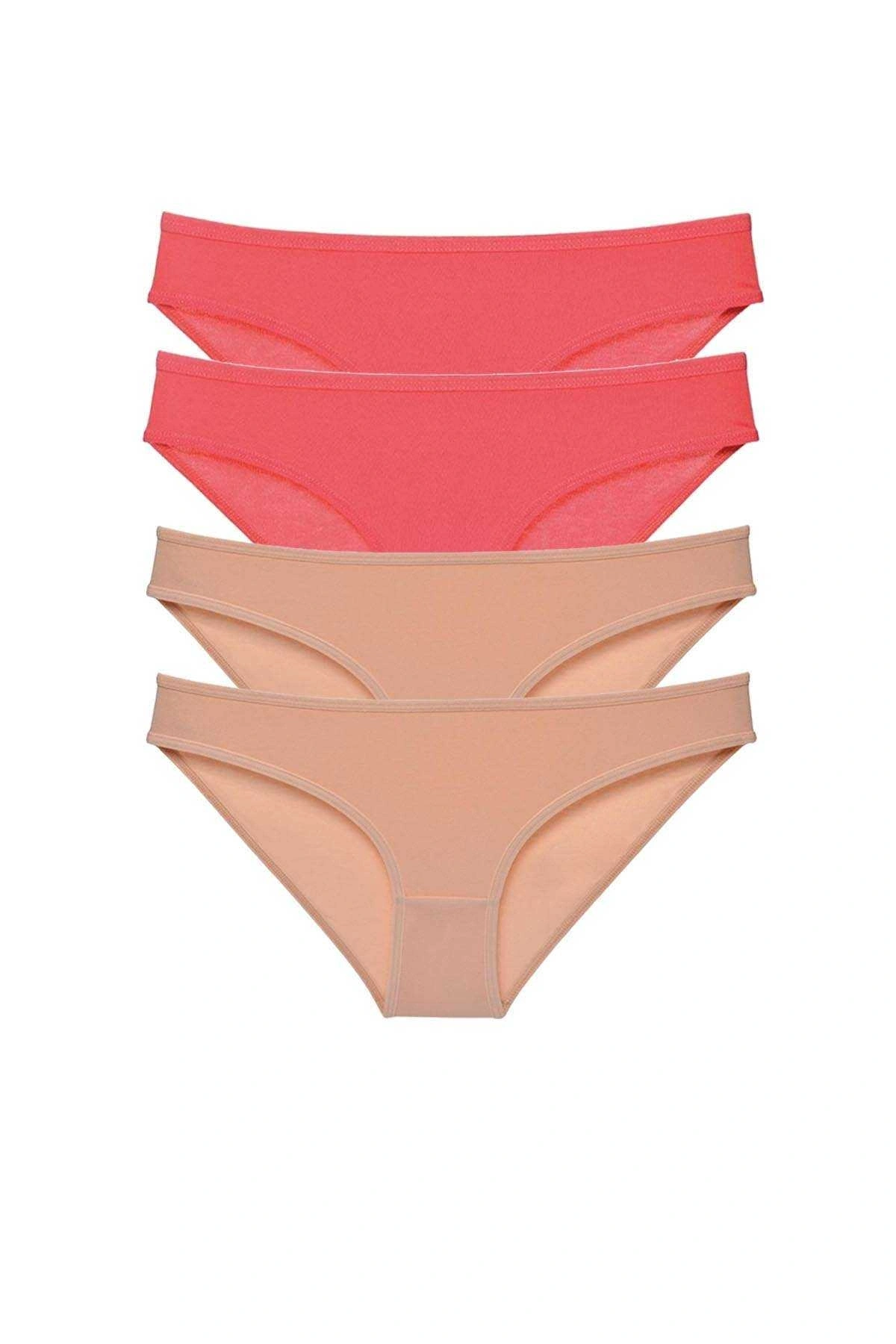 4 Adet Süper Eko Set Likralı Kadın Slip Külot Fuşya Ten
