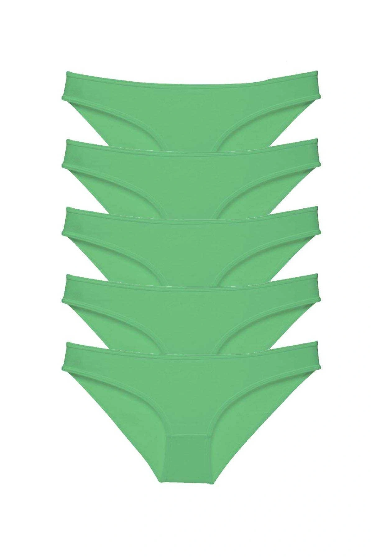 5 Adet Süper Eko Set Likralı Kadın Slip Külot Yeşil