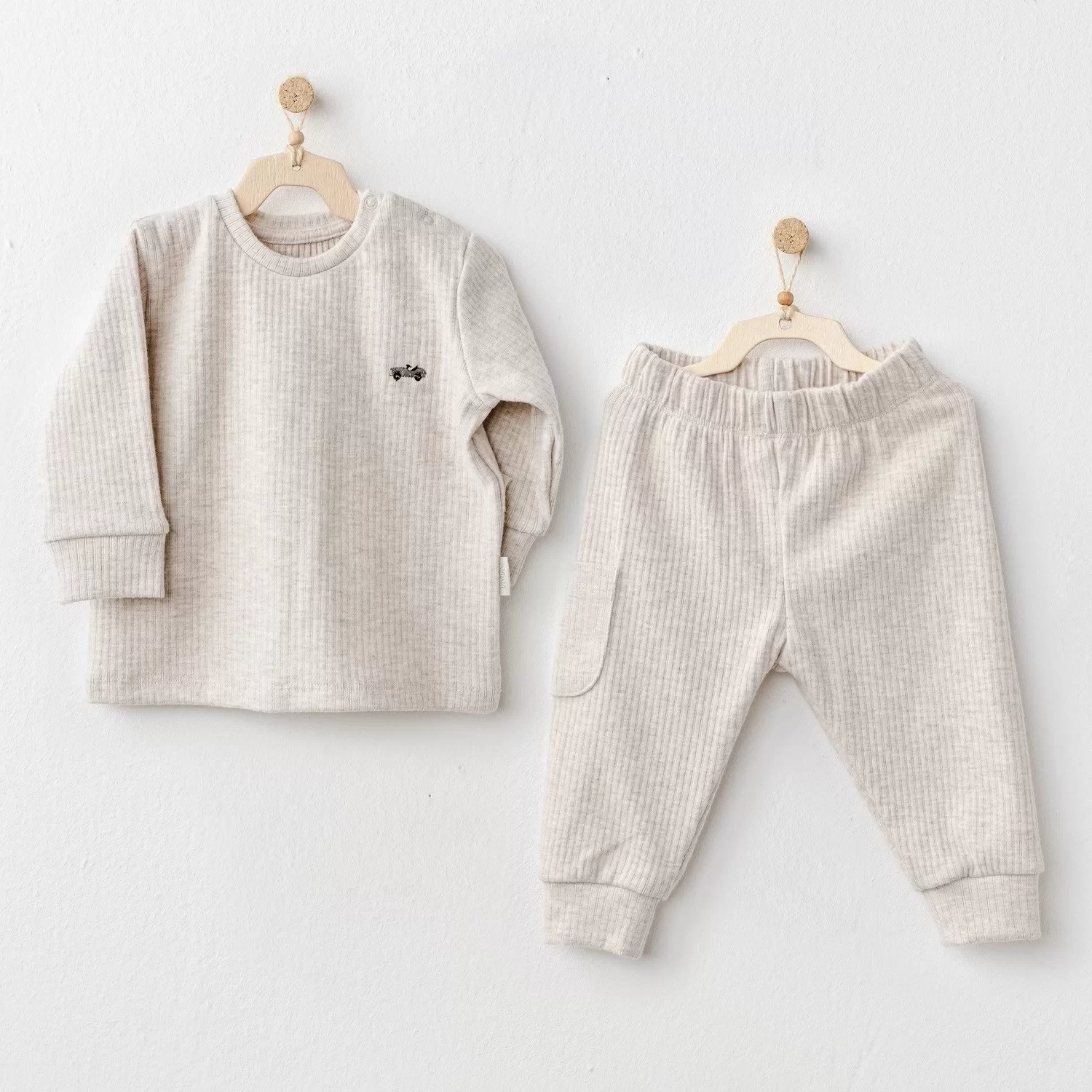 5205 Basic 2li Bebe Takım Beige