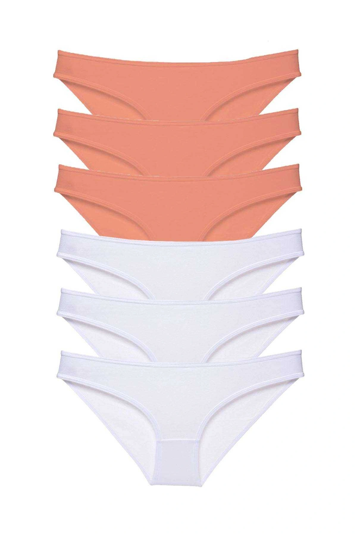 6 Adet Eko Set Likralı Kadın Slip Külot Pudra Beyaz
