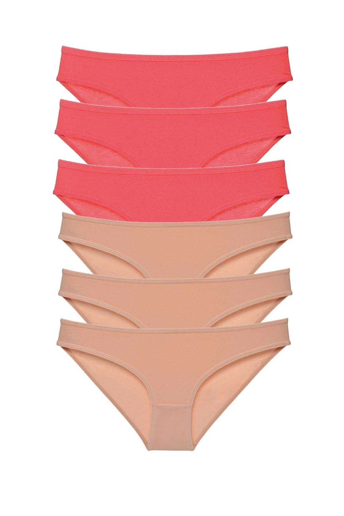 6 Adet Süper Eko Set Likralı Kadın Slip Külot Fuşya Ten