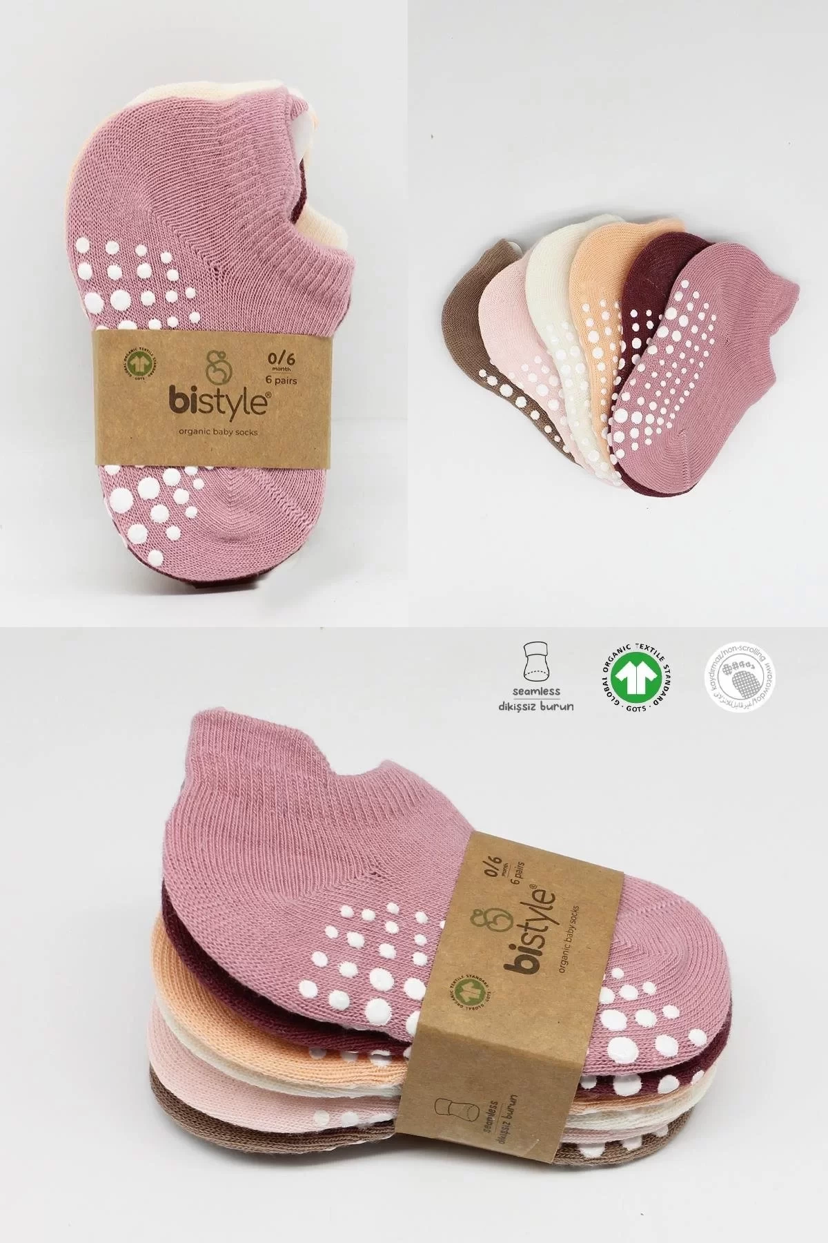 6lı Sneakers Kaymaz Penye Çorap Bs20102 Gül Kurusu