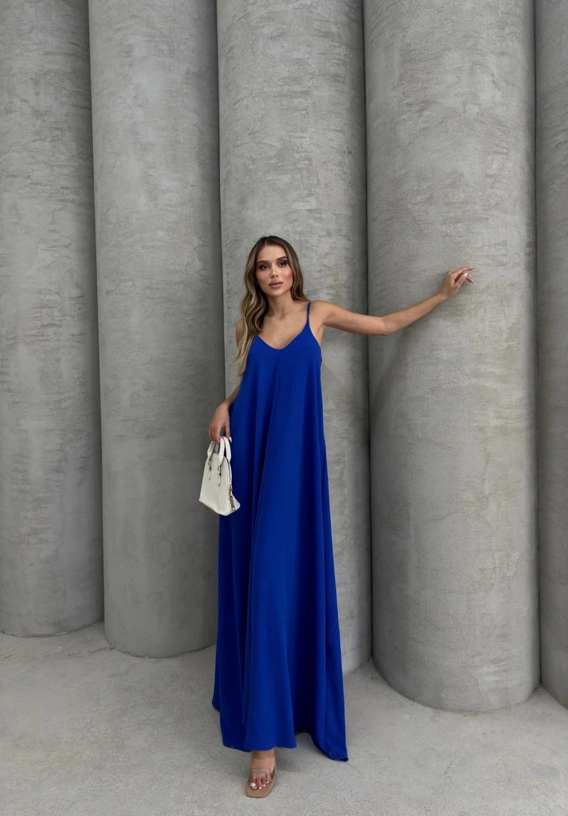 Aerobin uzun elbise saks mavisi pt