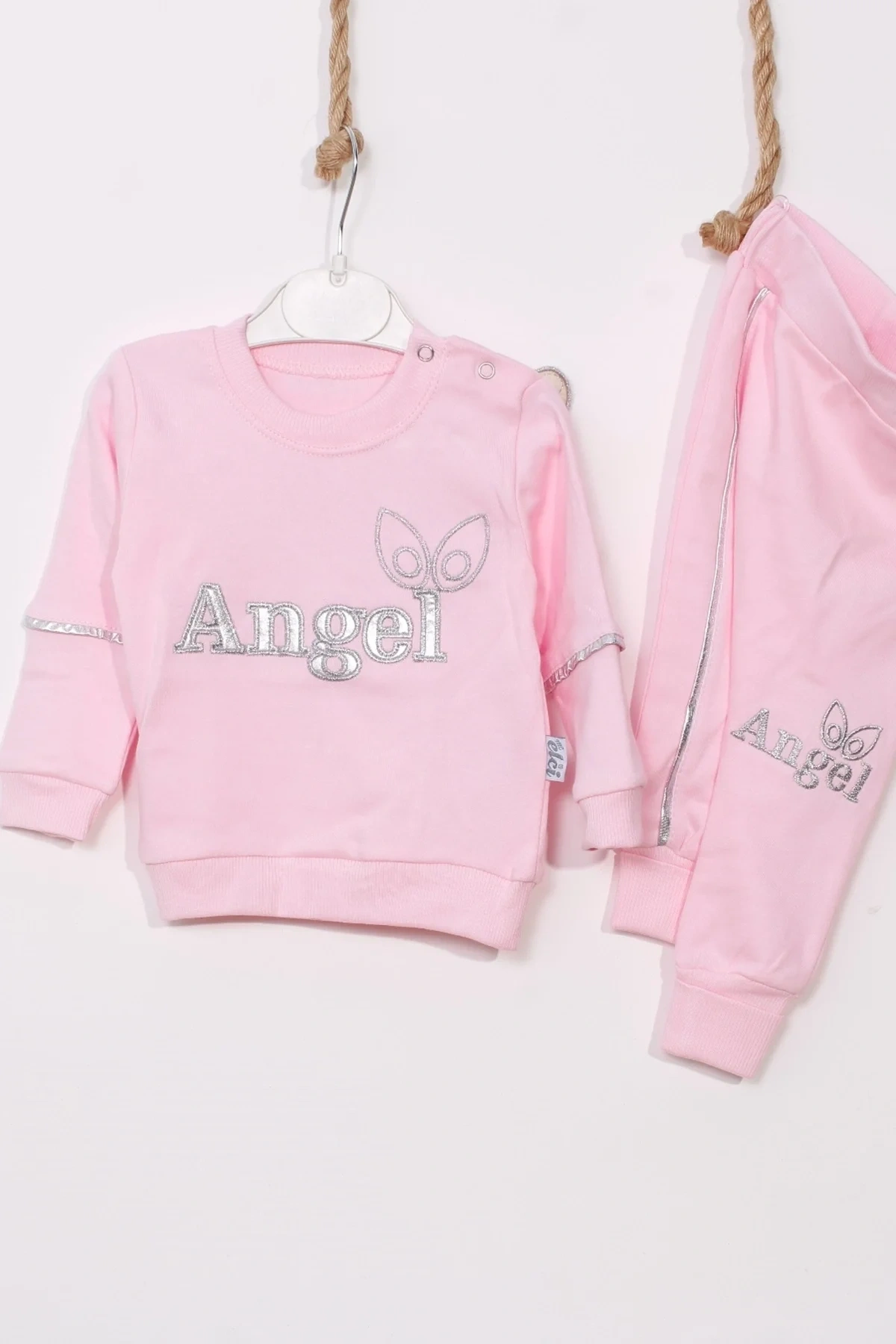 Angel Kanat Detaylı % 100 Pamuk Kız Bebek Takımı