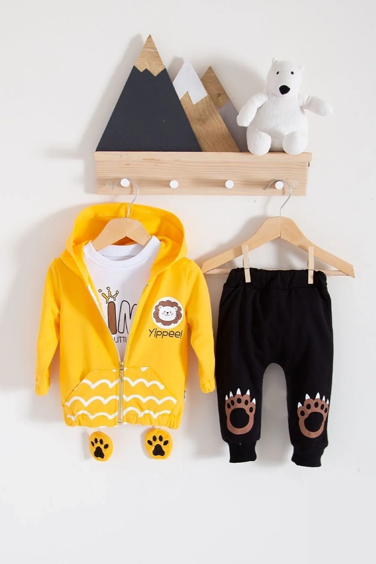 Aslan Desenli 3lü Erkek Bebek Takımı