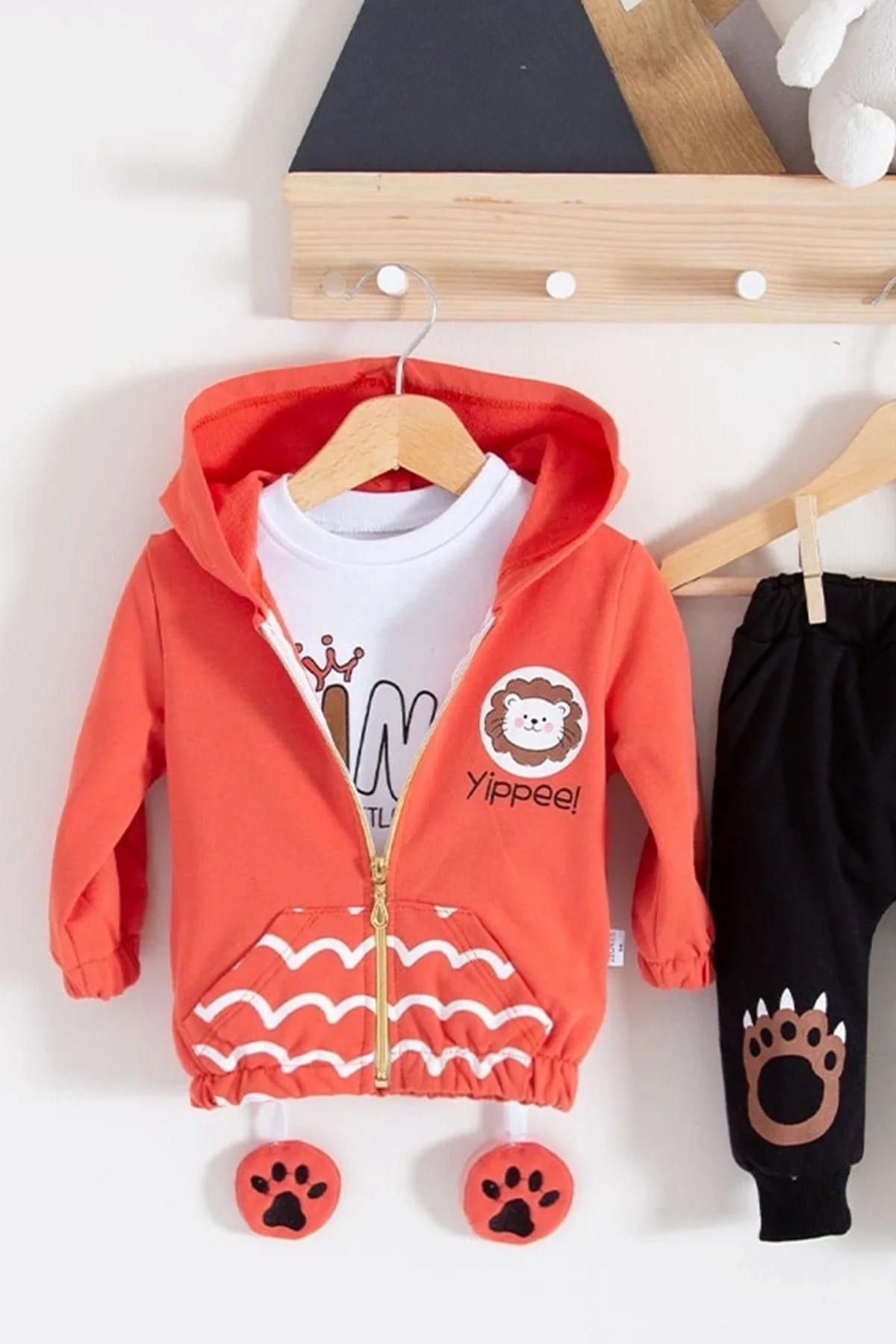 Aslan Desenli 3lü Erkek Bebek Takımı