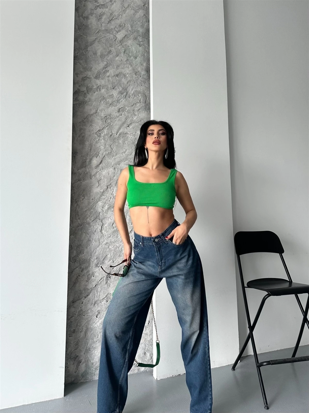 Baggy süper taş bıyık yıkama kahve tint jeans pantolon