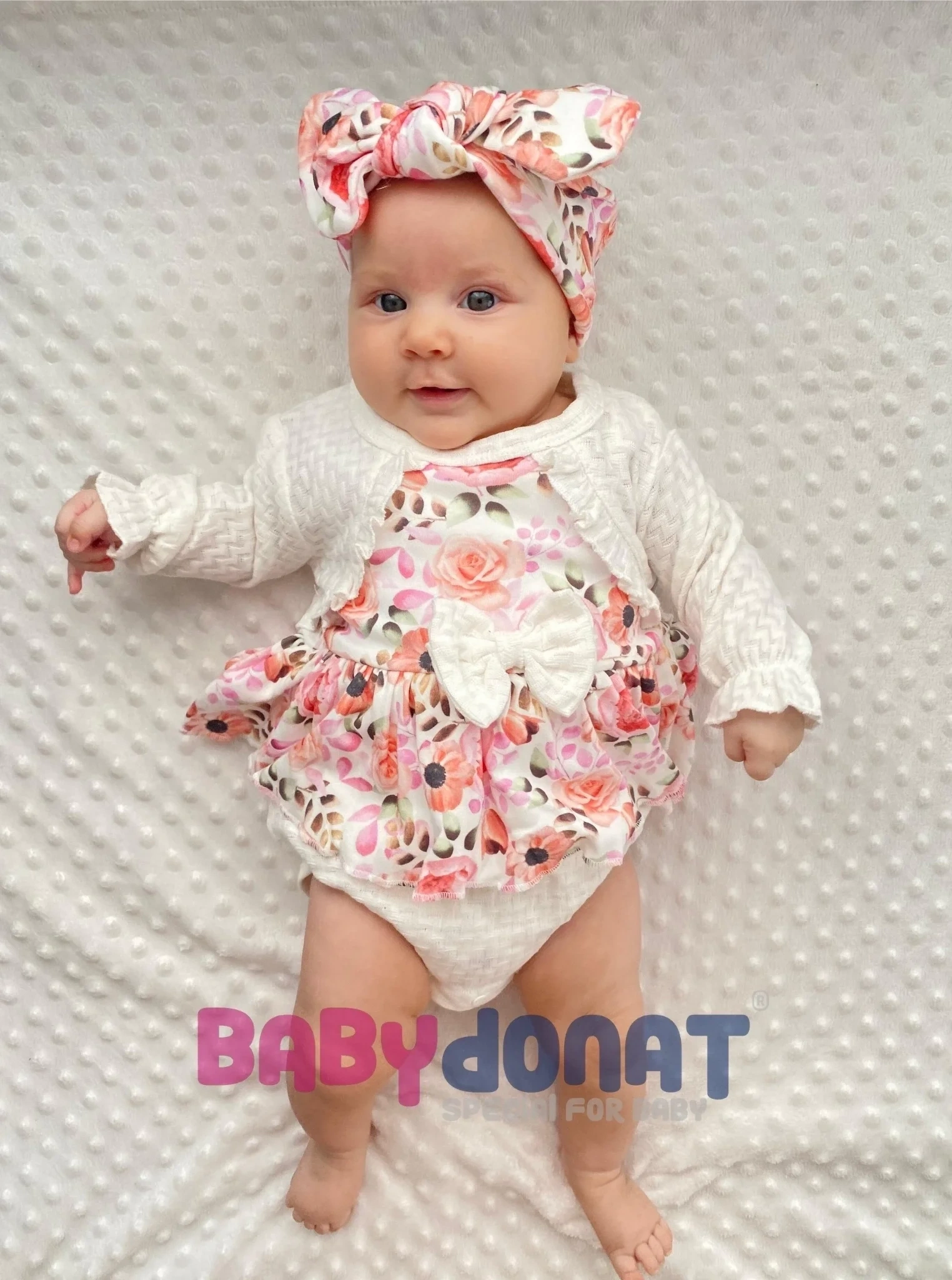 Bahar Çiçekleri Desenli Bandanalı Kız Bebek Romper