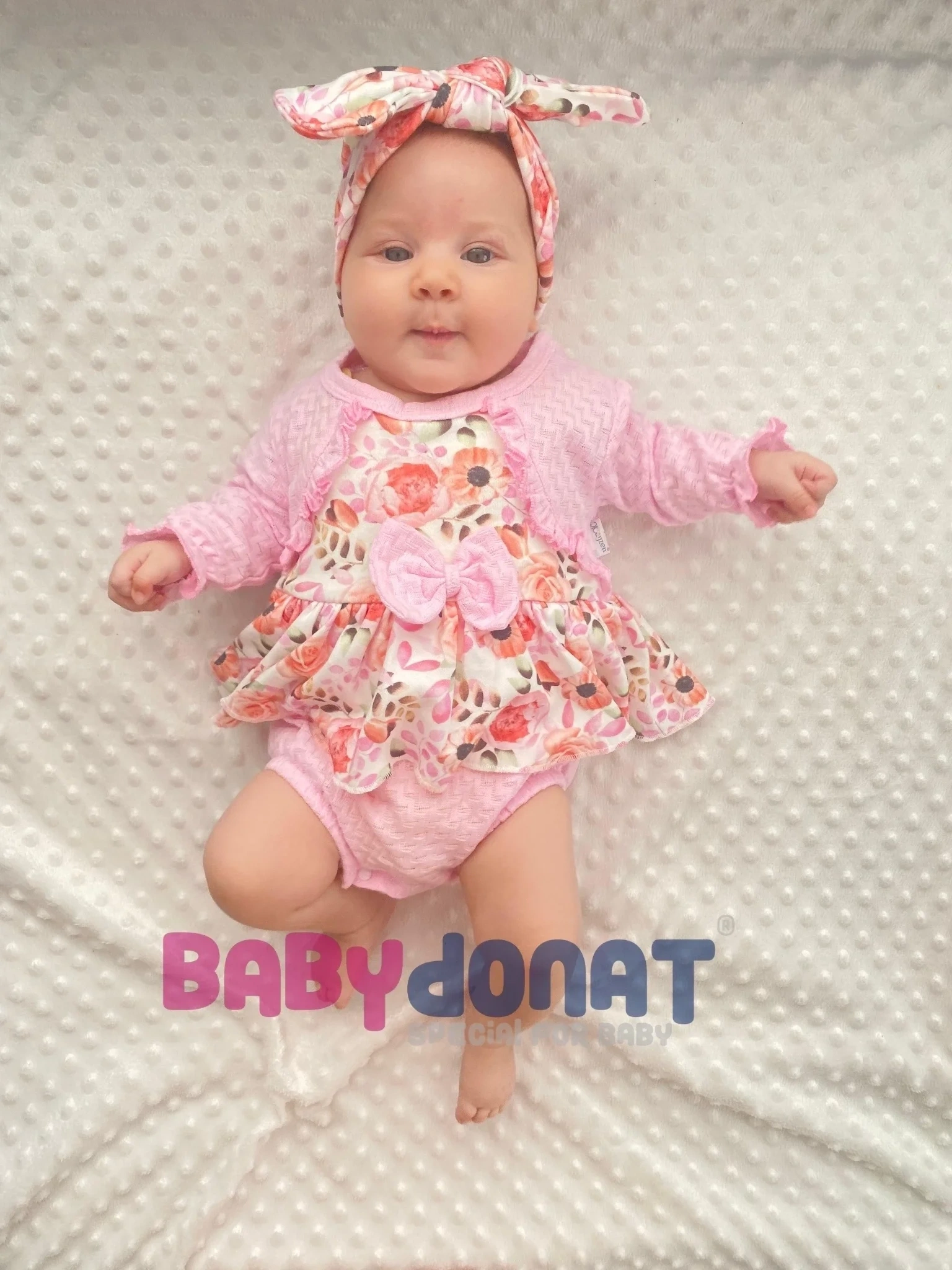 Bahar Çiçekleri Desenli Bandanalı Kız Bebek Romper