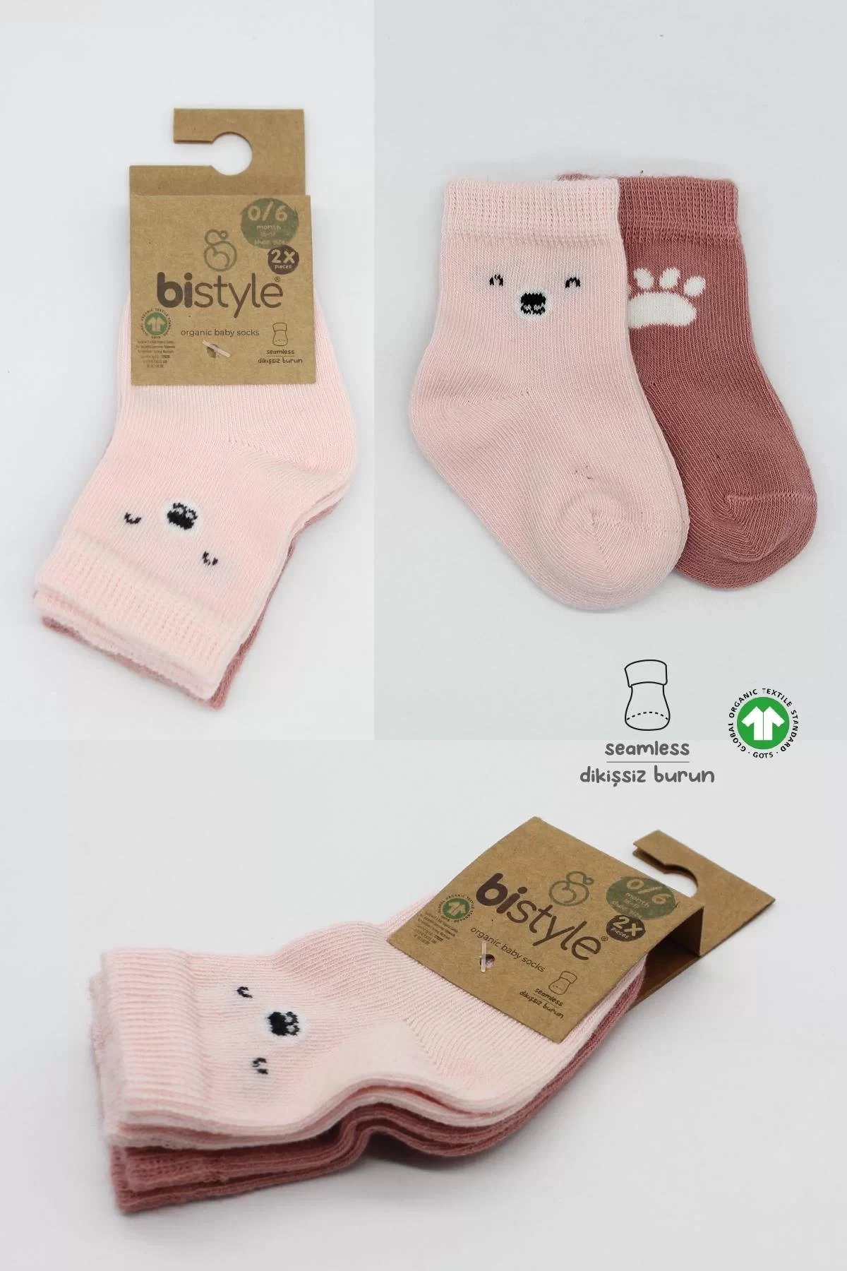 Bear Penye Soket Çorap 2li Pembe