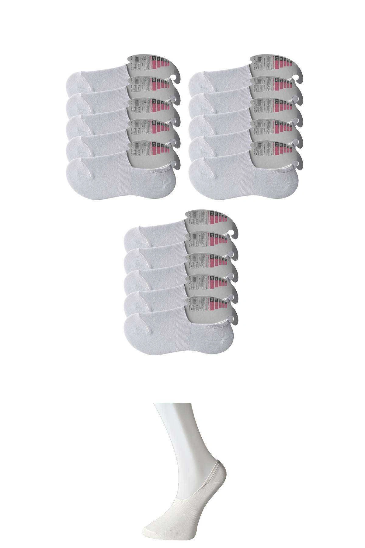 Beyaz Kadın Babet Çorap 15 Çift